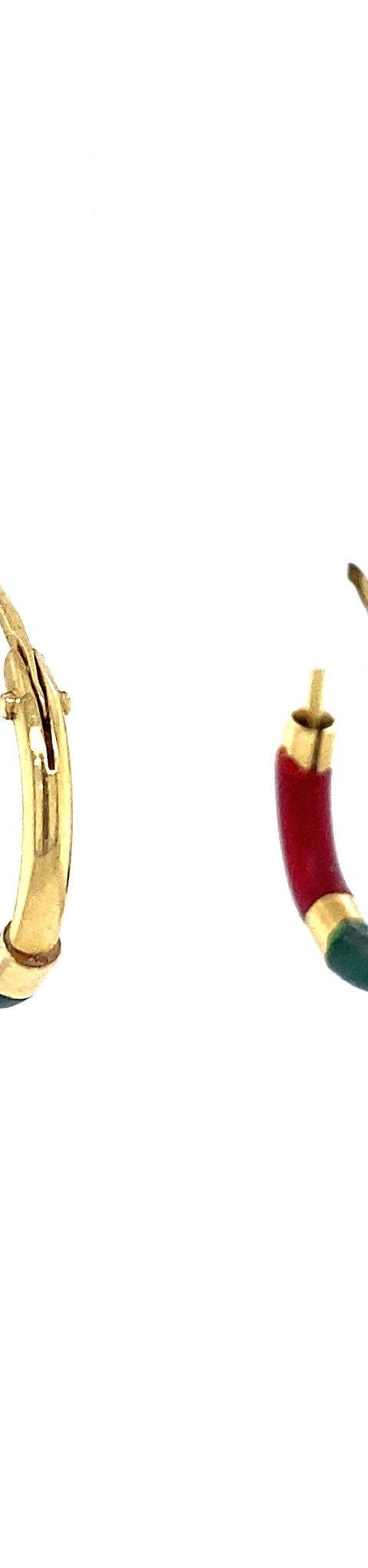 Vintage 18K Gold Hoop Earrings with Enamel